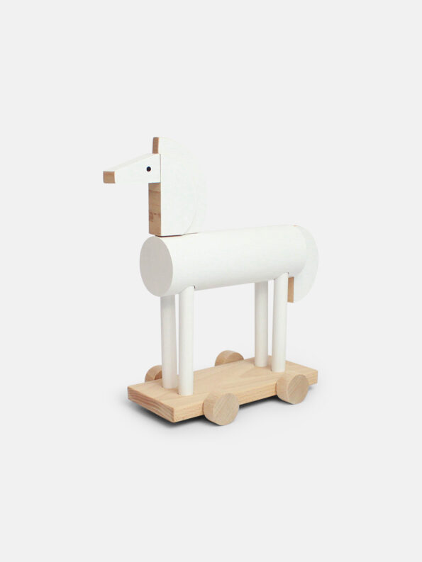 Ortus The Wooden Horse by Kutulu - contemporary Czech design animal wooden toy - white horse
